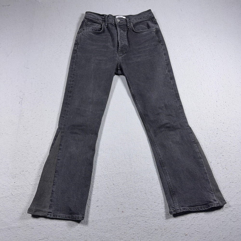Agolde Jeans Womens 26 Gray Riley Crop High Rise Boot Leg Upcycle Denim